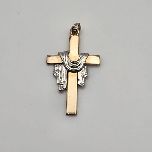Vintage Tru-Kay 14KT GF Cross with Draped Robe Pendant - Picture 2 of 4